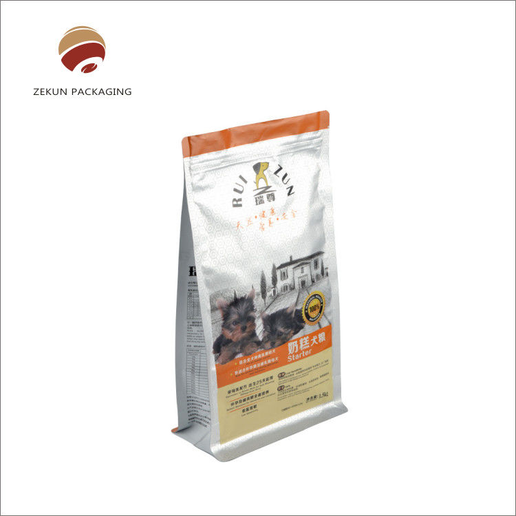 Saco de vácuo de alimentos de acabamento brilhante personalizado Sacos de ração para animais com fecho de fecho de embalagem à prova de umidade