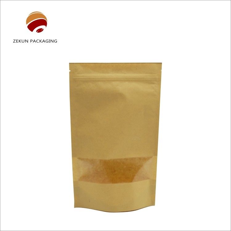 Saco de papel kraft impresso sob medida 250g Capacidade com acabamento brilhante para embalagens de alimentos