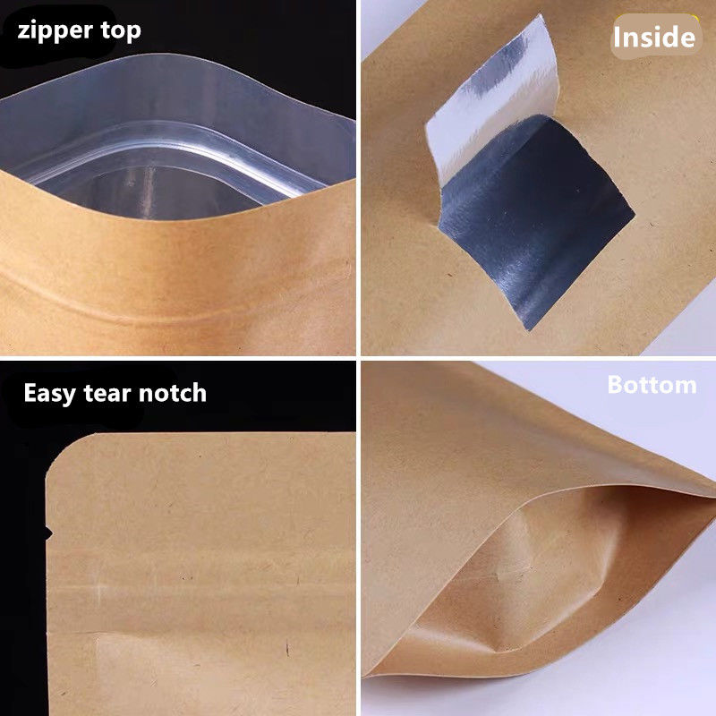 Saco de papel kraft ecológico com gravura impressa em superfície de material mate embalagem de alimentos 200g - 5kgs