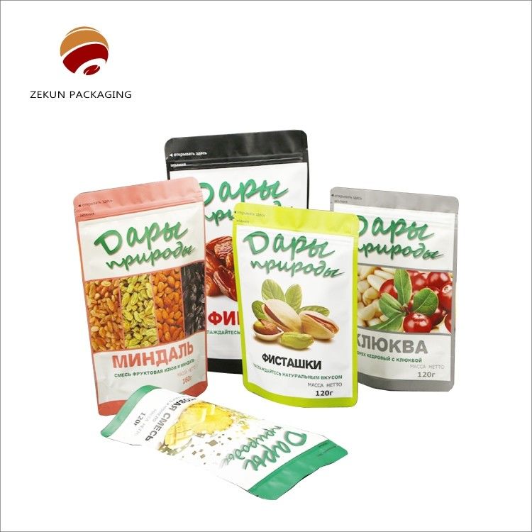 Sacos plásticos de alimentos personalizados de 10 cores com vários estilos e opções de vedação