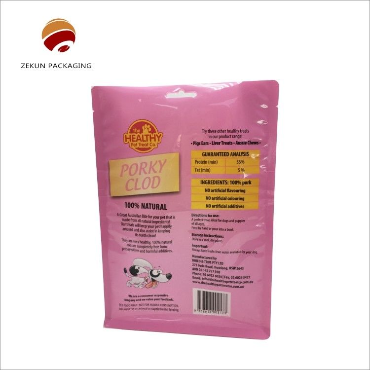 Impressão em gravura CMYK Bolsa de pé Flat bottom Moisture Proof Zipper Tipo