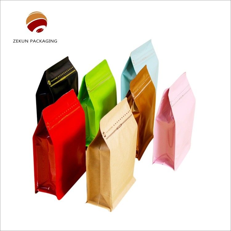 Impressão em gravura CMYK Bolsa de pé Flat bottom Moisture Proof Zipper Tipo