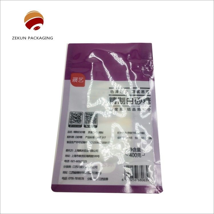 Impressão em gravura CMYK Bolsa de pé Flat bottom Moisture Proof Zipper Tipo