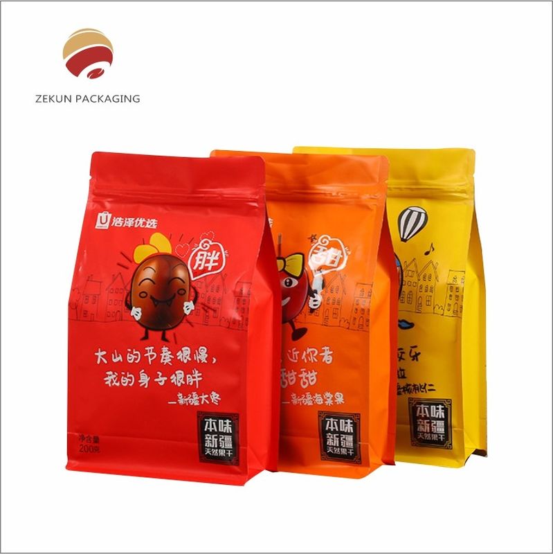 Saco de embalagem de lanches de design personalizado Cores CMYK vibrantes Finalização protetora